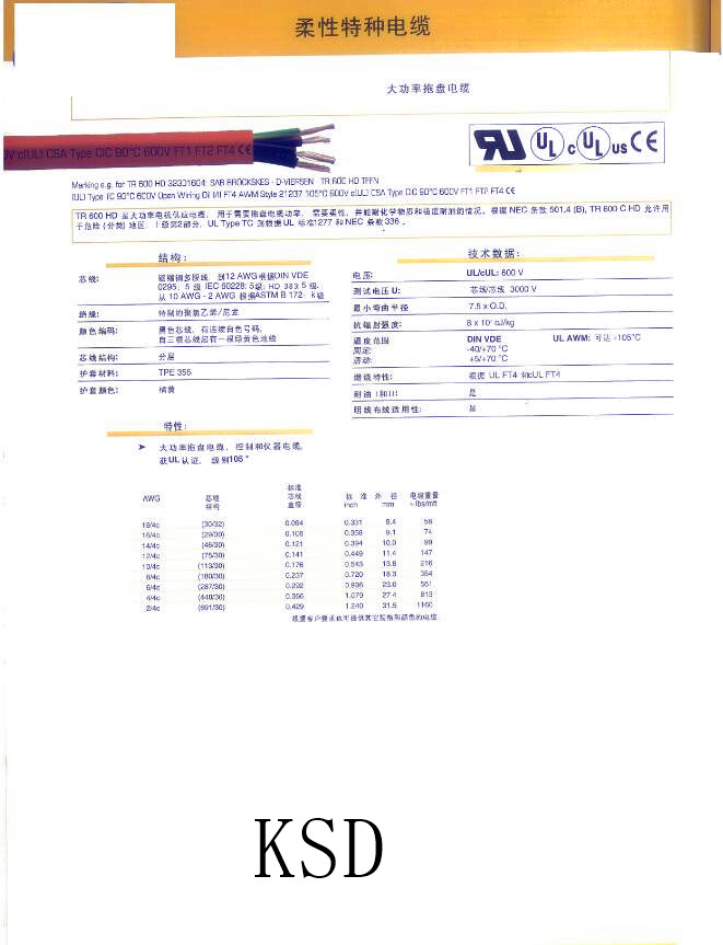 柔性控制电缆