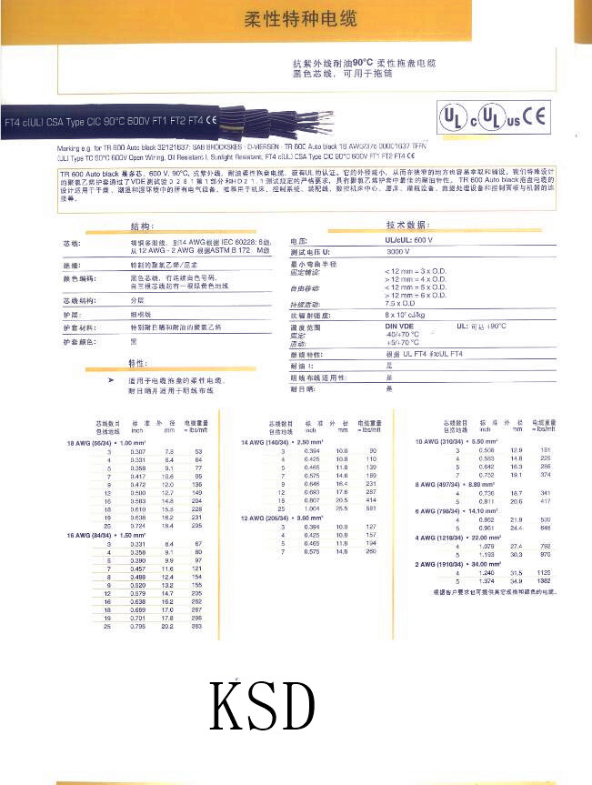 柔性控制电缆