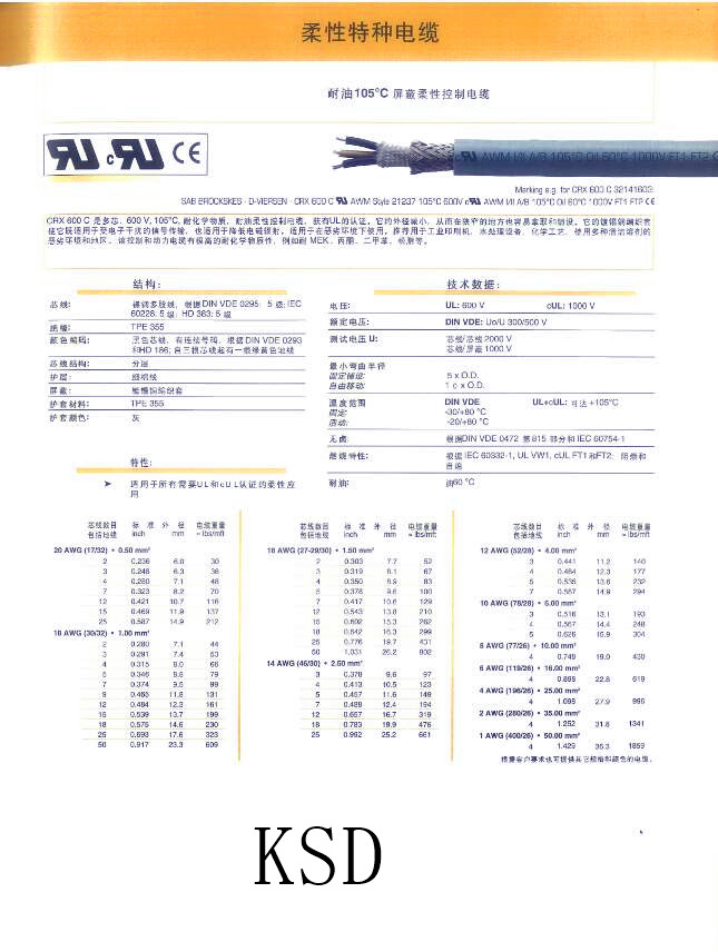 柔性控制电缆