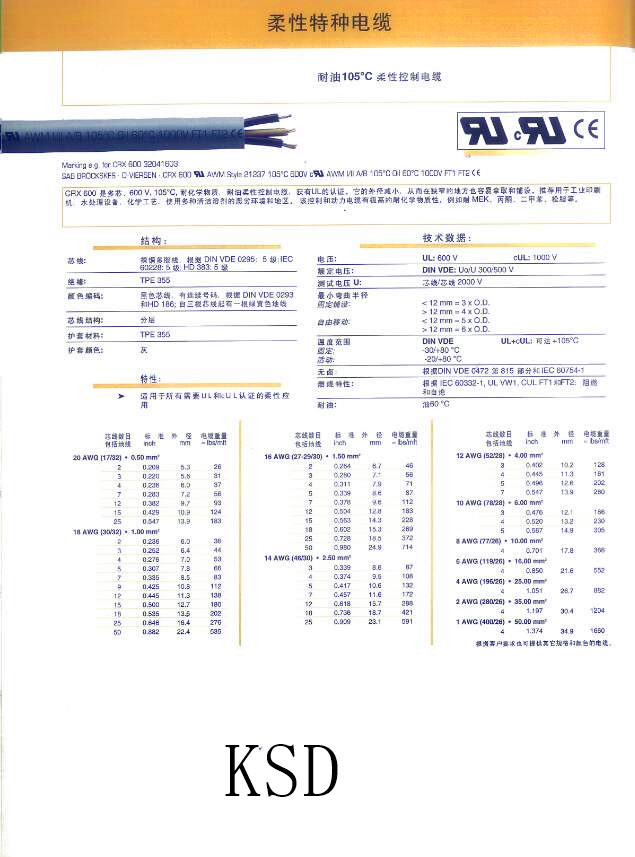柔性控制电缆