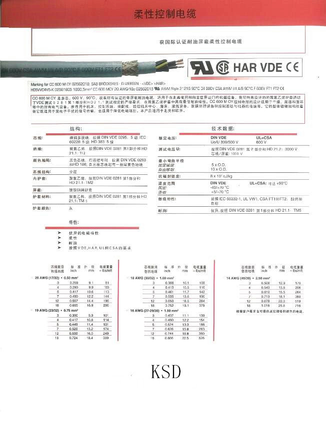 柔性控制电缆